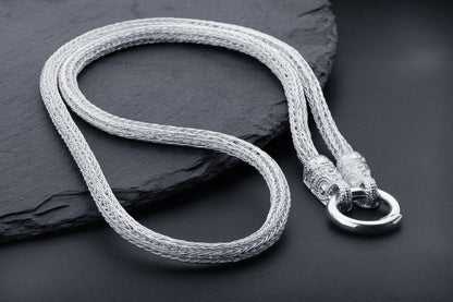 vkngjewelry Chain Handcrafted Sterling Silver Norse Chain with Wolf Tips