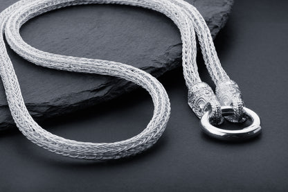vkngjewelry Chain Handcrafted Sterling Silver Norse Chain with Wolf Tips
