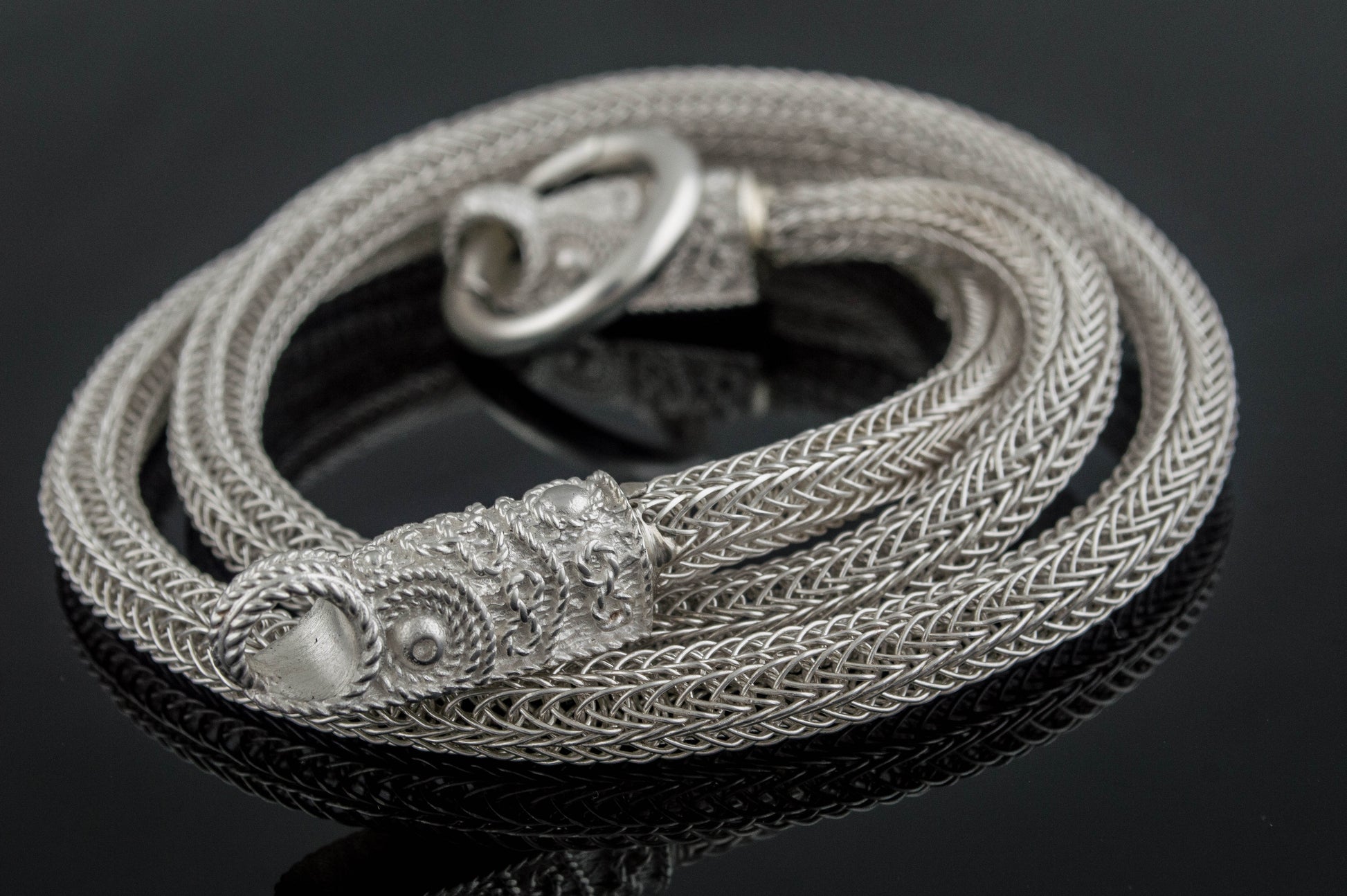 vkngjewelry Chain Handcrafted Sterling Silver Norse Chain with Wolf Tips
