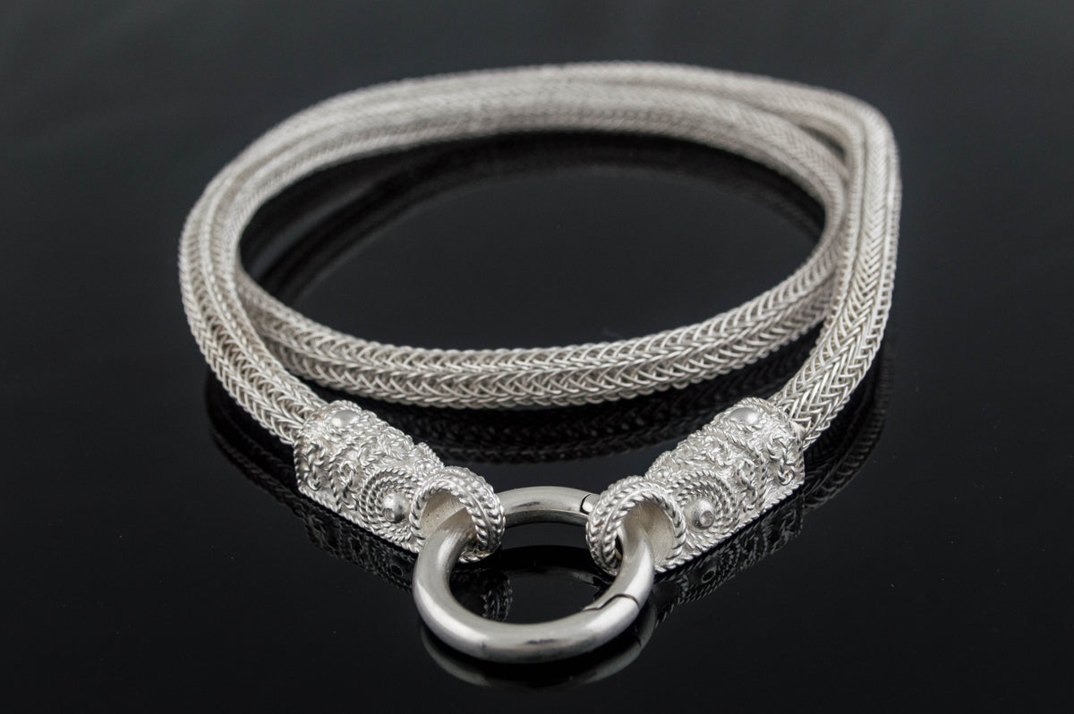 vkngjewelry Chain Handcrafted Sterling Silver Norse Chain with Wolf Tips