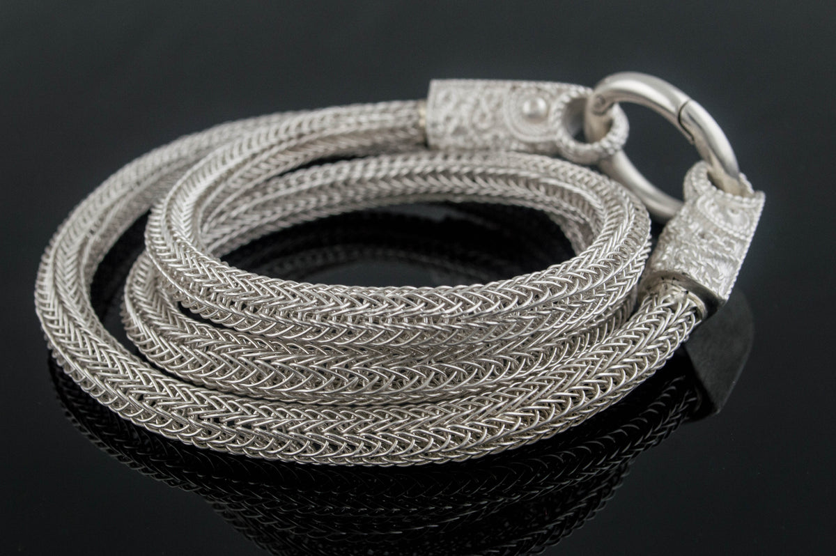vkngjewelry Chain Handcrafted Sterling Silver Norse Chain with Wolf Tips
