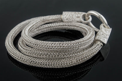 vkngjewelry Chain Handcrafted Sterling Silver Norse Chain with Wolf Tips
