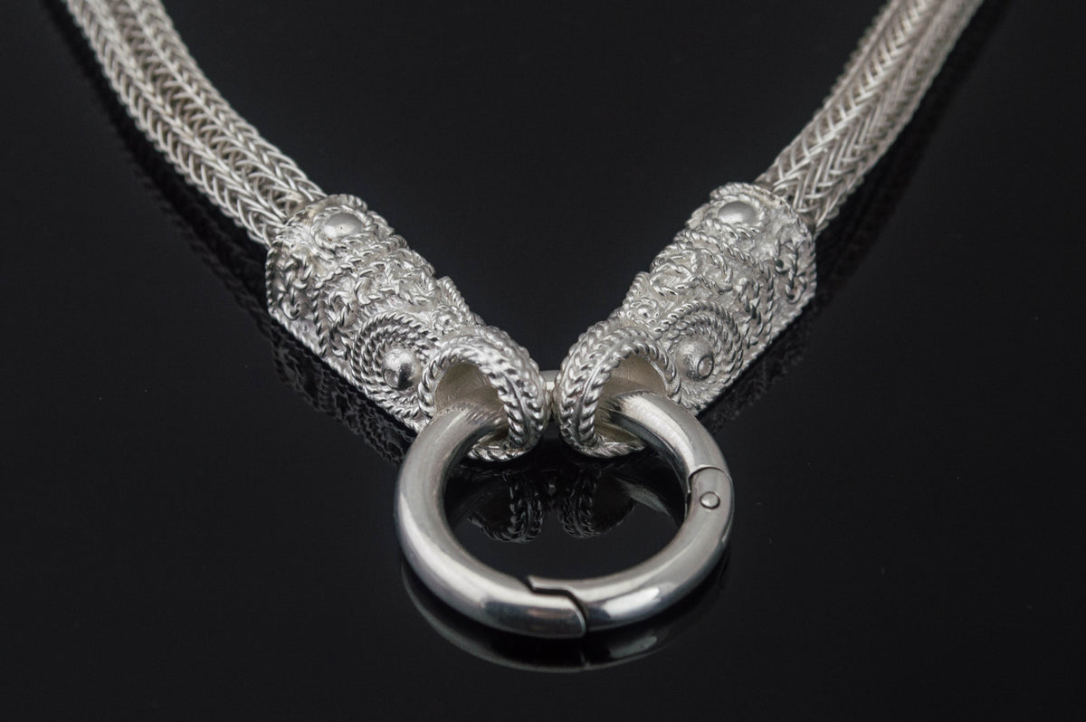 vkngjewelry Chain Handcrafted Sterling Silver Norse Chain with Wolf Tips