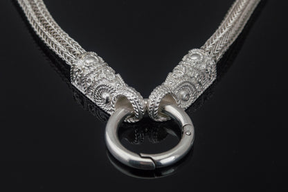 vkngjewelry Chain Handcrafted Sterling Silver Norse Chain with Wolf Tips