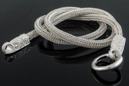 vkngjewelry Chain Handcrafted Sterling Silver Norse Chain with Wolf Tips