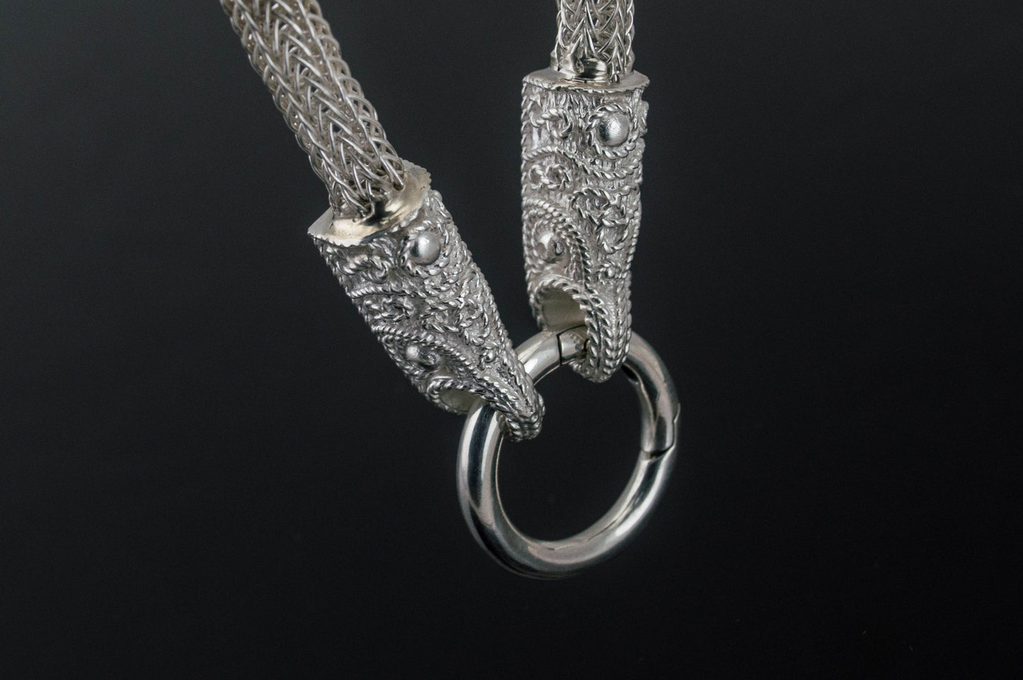 vkngjewelry Chain Handcrafted Sterling Silver Norse Chain with Wolf Tips