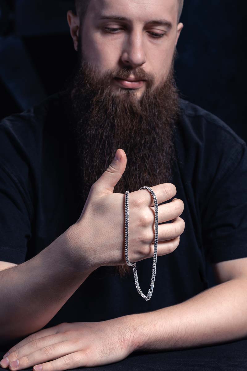 vkngjewelry Chain Handcrafted Sterling Silver Wheat Chain, Norse Jewelry