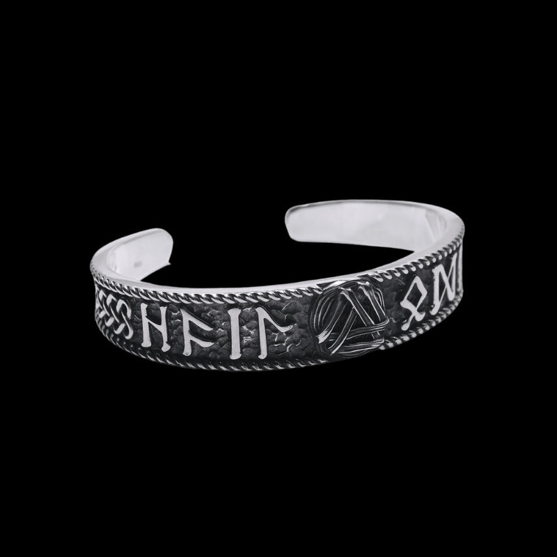 vkngjewelry Bracelet Handcrafted Valknut and Elder Futhark Runes Arm Ring