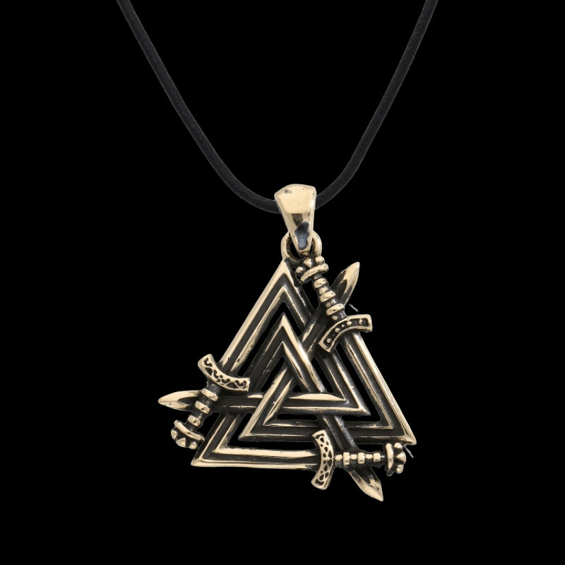 vkngjewelry Pendant Handcrafted Valknut Swords Bronze Pendant