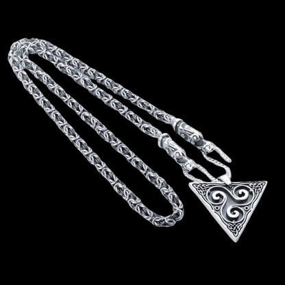 vkngjewelry Pendant Handcrafted Viking Chain with Wolf Tips Sterling Silver Handmade Norse Jewelry