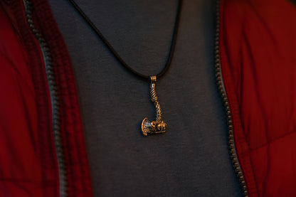 vkngjewelry Pendant Handmade Antique Brass Battle Hammer Necklace