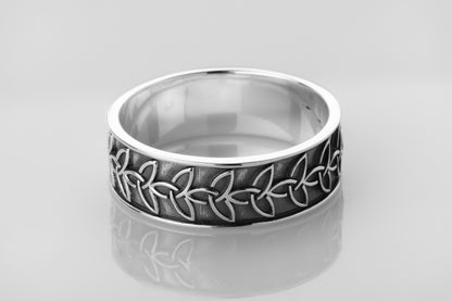 vkngjewelry Rings Handmade Braided Triquetra Knot Ring, 925 Silver Wedding Jewelry
