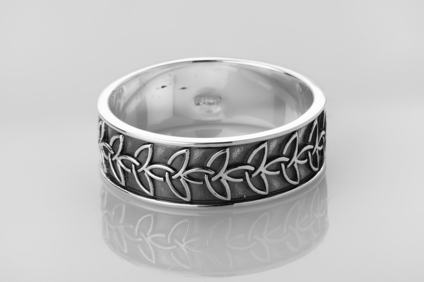 vkngjewelry Rings Handmade Braided Triquetra Knot Ring, 925 Silver Wedding Jewelry