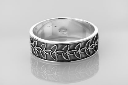 vkngjewelry Rings Handmade Braided Triquetra Knot Ring, 925 Silver Wedding Jewelry