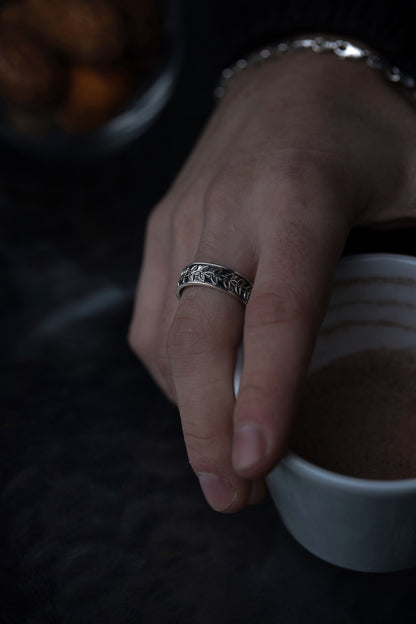 vkngjewelry Rings Handmade Braided Triquetra Knot Ring, 925 Silver Wedding Jewelry