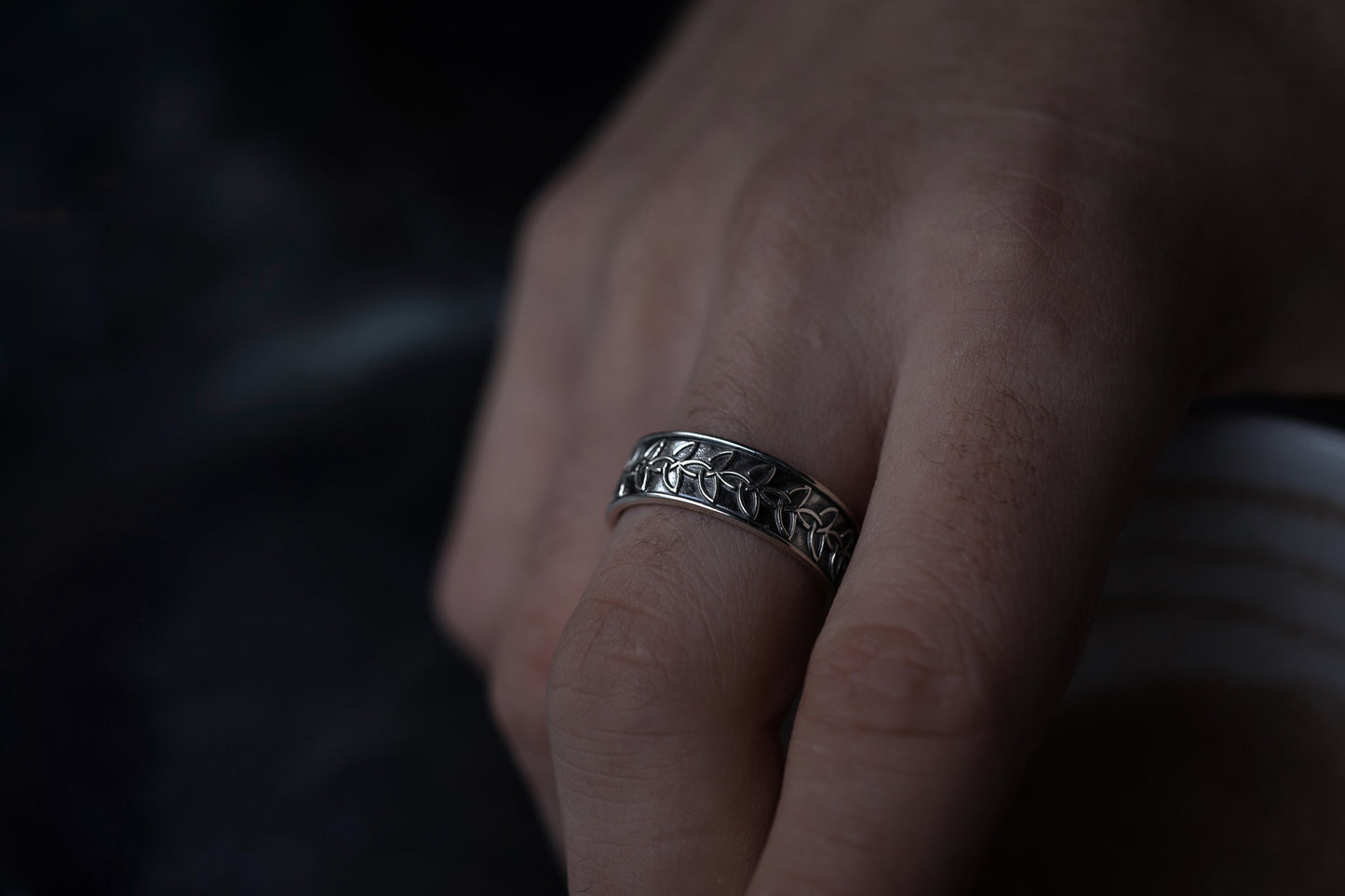 vkngjewelry Rings Handmade Braided Triquetra Knot Ring, 925 Silver Wedding Jewelry