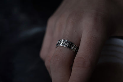 vkngjewelry Rings Handmade Braided Triquetra Knot Ring, 925 Silver Wedding Jewelry