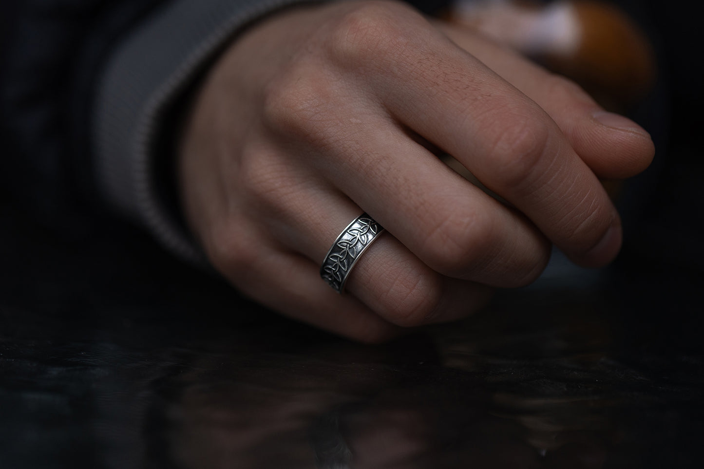 vkngjewelry Rings Handmade Braided Triquetra Knot Ring, 925 Silver Wedding Jewelry