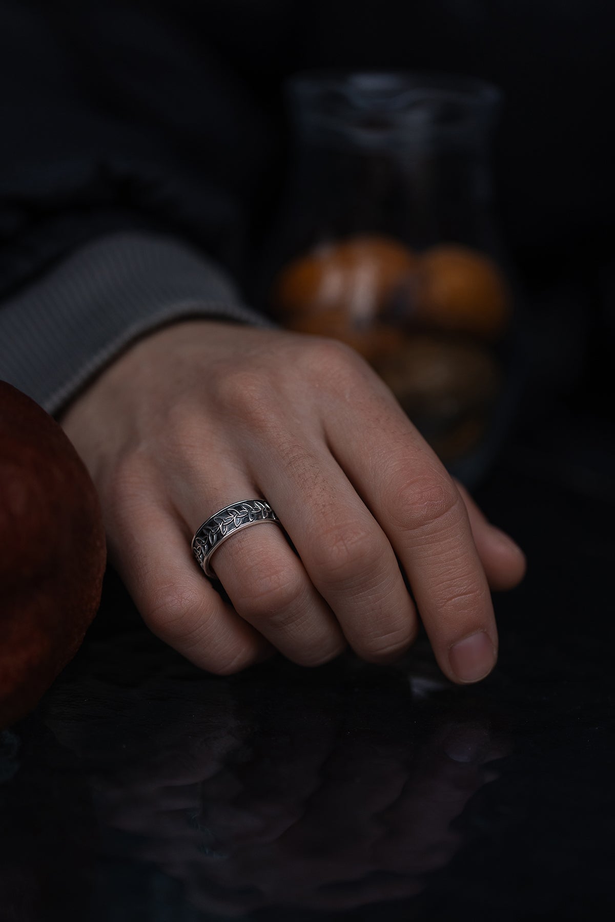 vkngjewelry Rings Handmade Braided Triquetra Knot Ring, 925 Silver Wedding Jewelry