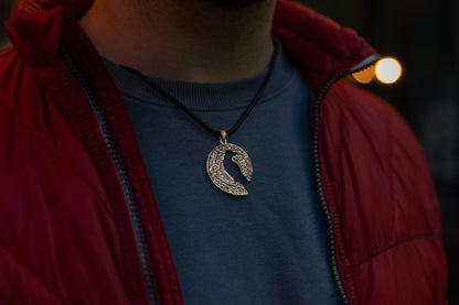 vkngjewelry Pendant Handmade Brass Raven Pendant with Ornament, Viking Jewelry