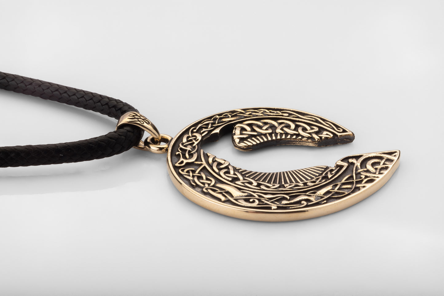 vkngjewelry Pendant Handmade Brass Raven Pendant with Ornament, Viking Jewelry
