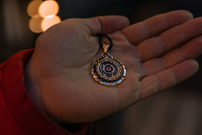 vkngjewelry Pendant Handmade Brass Serpent Round Shield Necklace