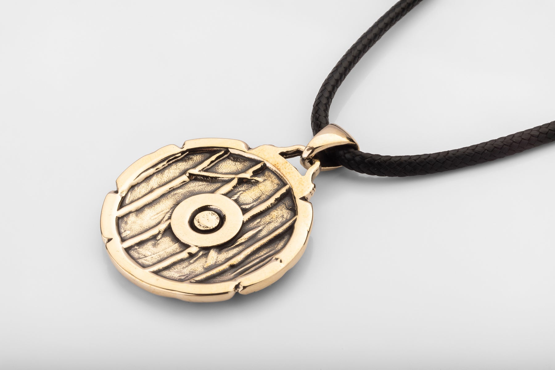 vkngjewelry Pendant Handmade Brass Serpent Round Shield Necklace