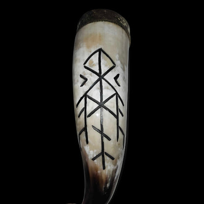 vkngjewelry home Handmade Drinking Horn With Runes