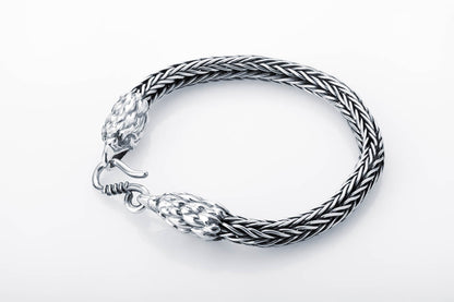 vkngjewelry Bracelet Handmade Eagle Heads Wheat Chain Bracelet