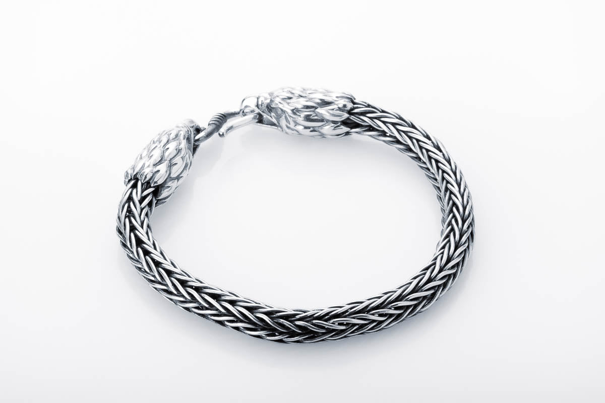 vkngjewelry Bracelet Handmade Eagle Heads Wheat Chain Bracelet