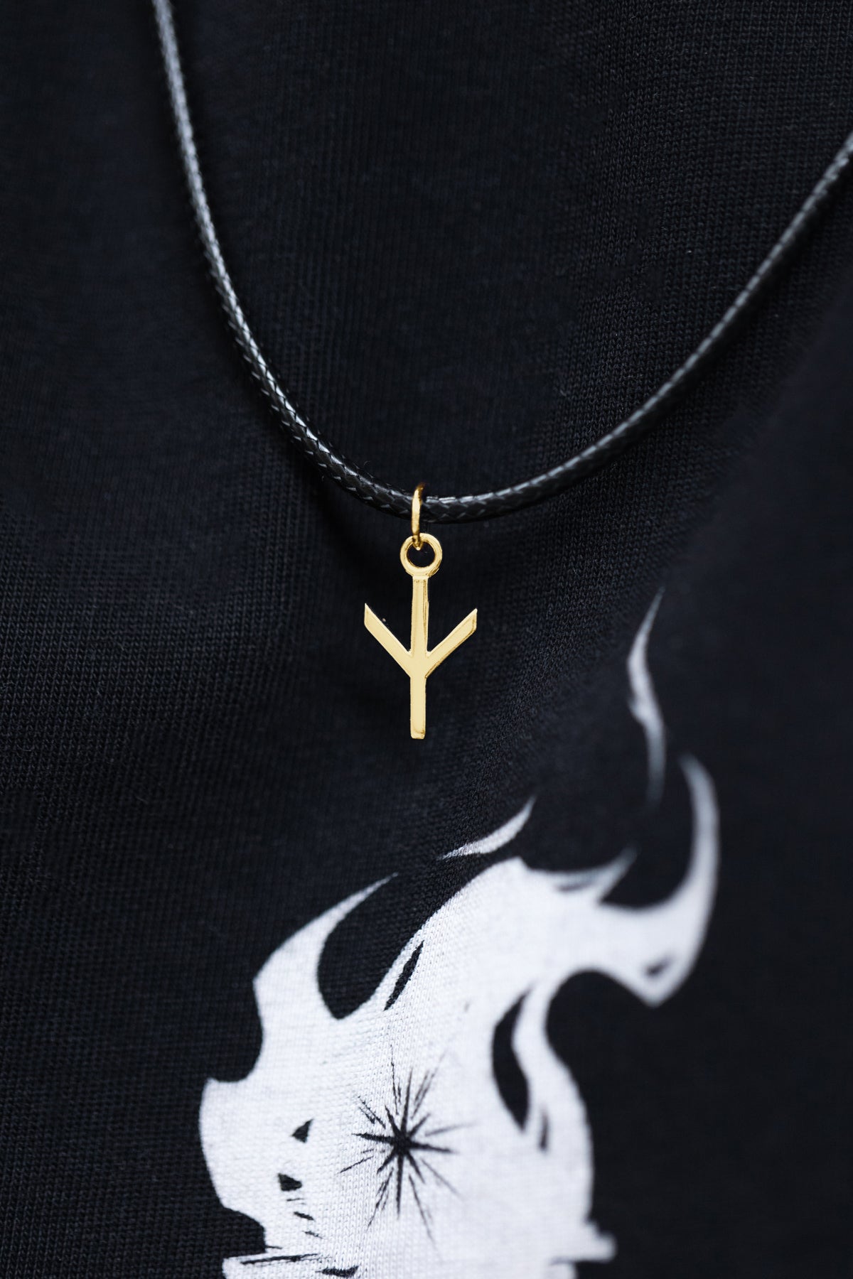 vkngjewelry Pendant Handmade Gold Rune Algiz Pendant