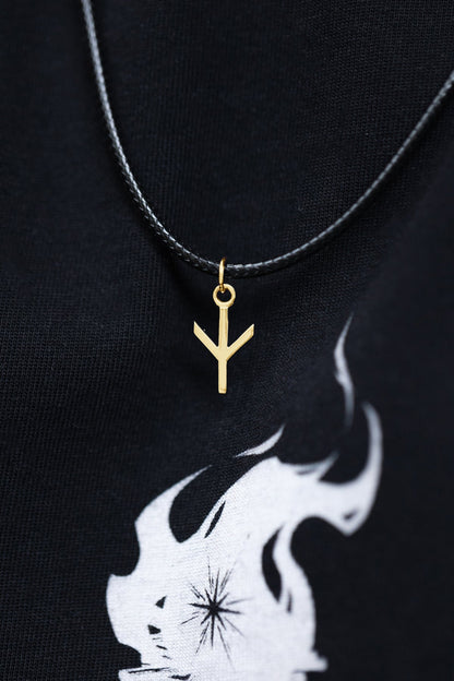vkngjewelry Pendant Handmade Gold Rune Algiz Pendant