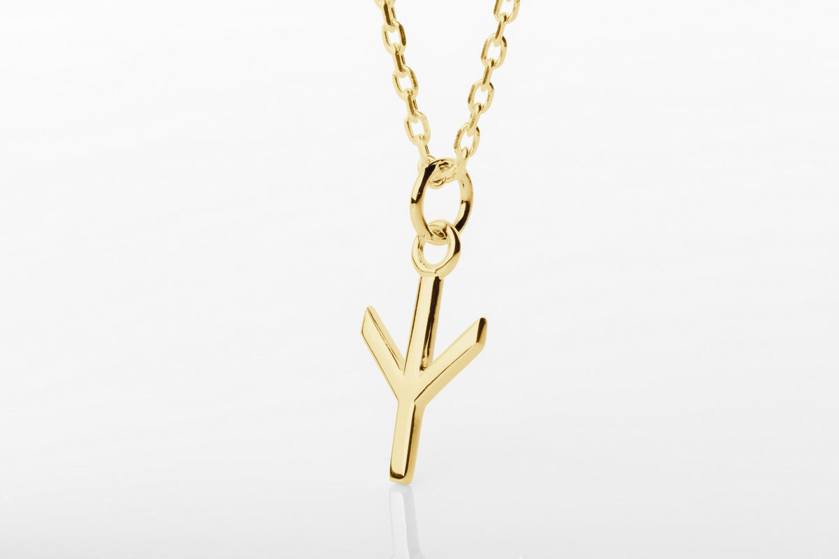 vkngjewelry Pendant Handmade Gold Rune Algiz Pendant