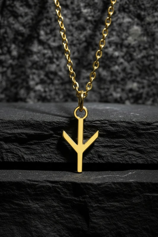 vkngjewelry Pendant Handmade Gold Rune Algiz Pendant