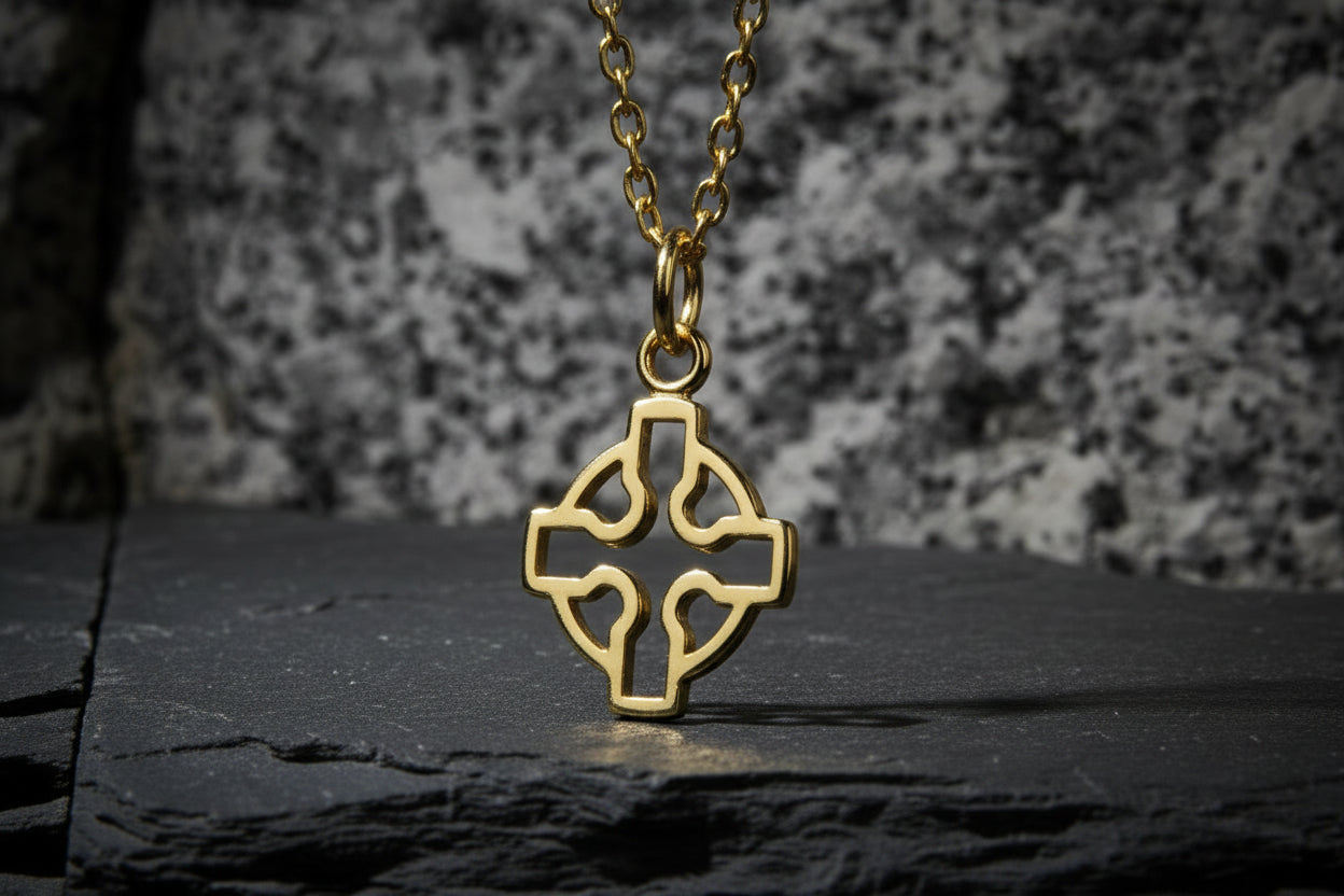 vkngjewelry Pendant Handmade Gold Celtic Cross Pendant