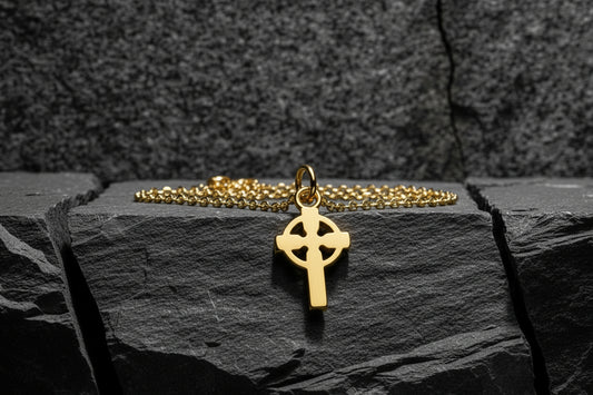 vkngjewelry Pendant Handmade Gold Celtic Cross Pendant V2