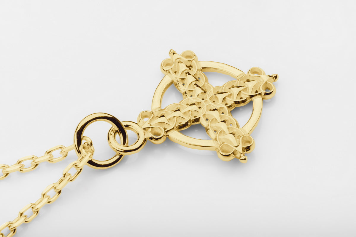 vkngjewelry Pendant Handmade Gold Celtic Cross Pendant V3