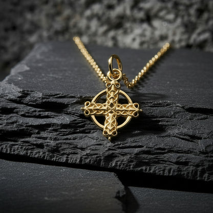 vkngjewelry Pendant Handmade Gold Celtic Cross Pendant V3