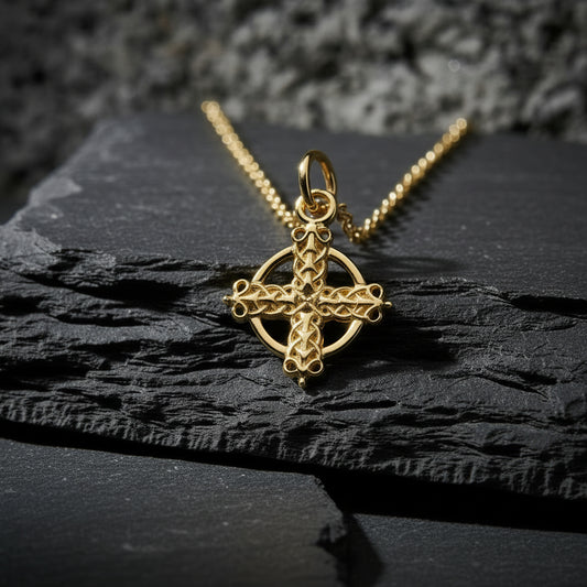 vkngjewelry Pendant Handmade Gold Celtic Cross Pendant V3