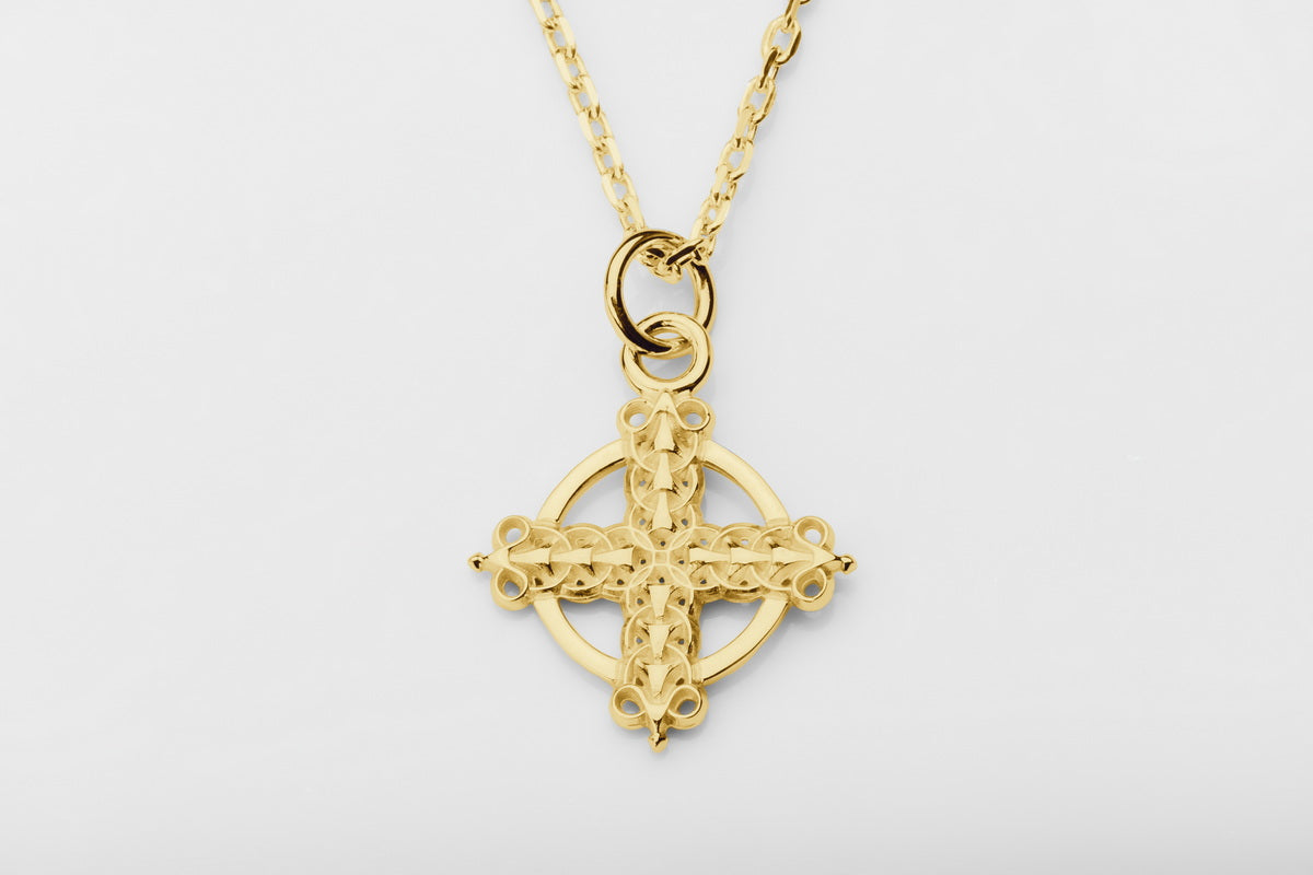 vkngjewelry Pendant Handmade Gold Celtic Cross Pendant V3