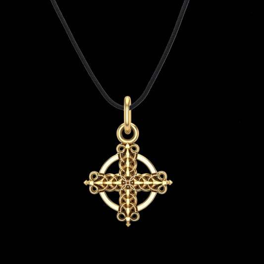 vkngjewelry pendentif Handmade Gold Celtic Cross Pendant V3