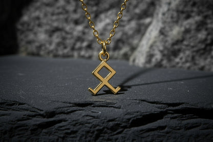 vkngjewelry Pendant Handmade Gold Rune Othala Pendant