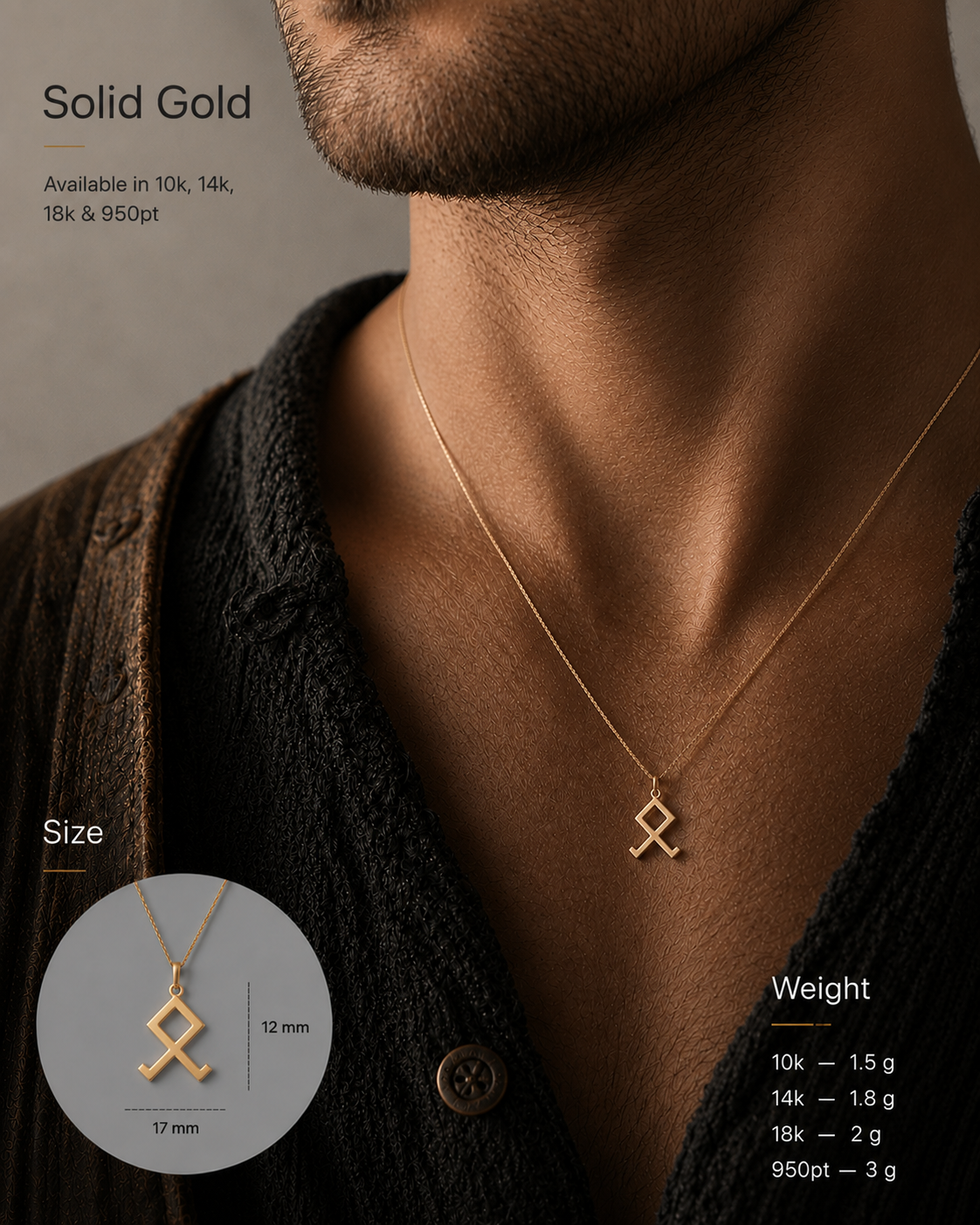 vkngjewelry Pendant Handmade Gold Rune Othala Pendant