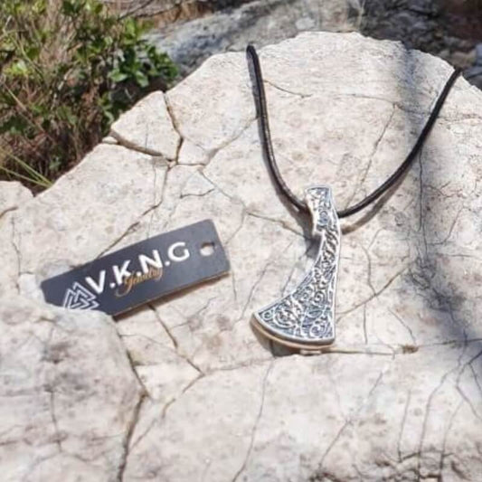 vkngjewelry Pendant Perun's Axe Necklace Floral Ornament Sterling Silver Pendant