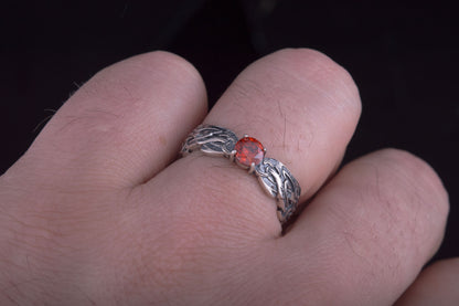 vkngjewelry Ring Handmade Viking Ring with Norse Pattern, Sterling Silver Nordic Jewelry