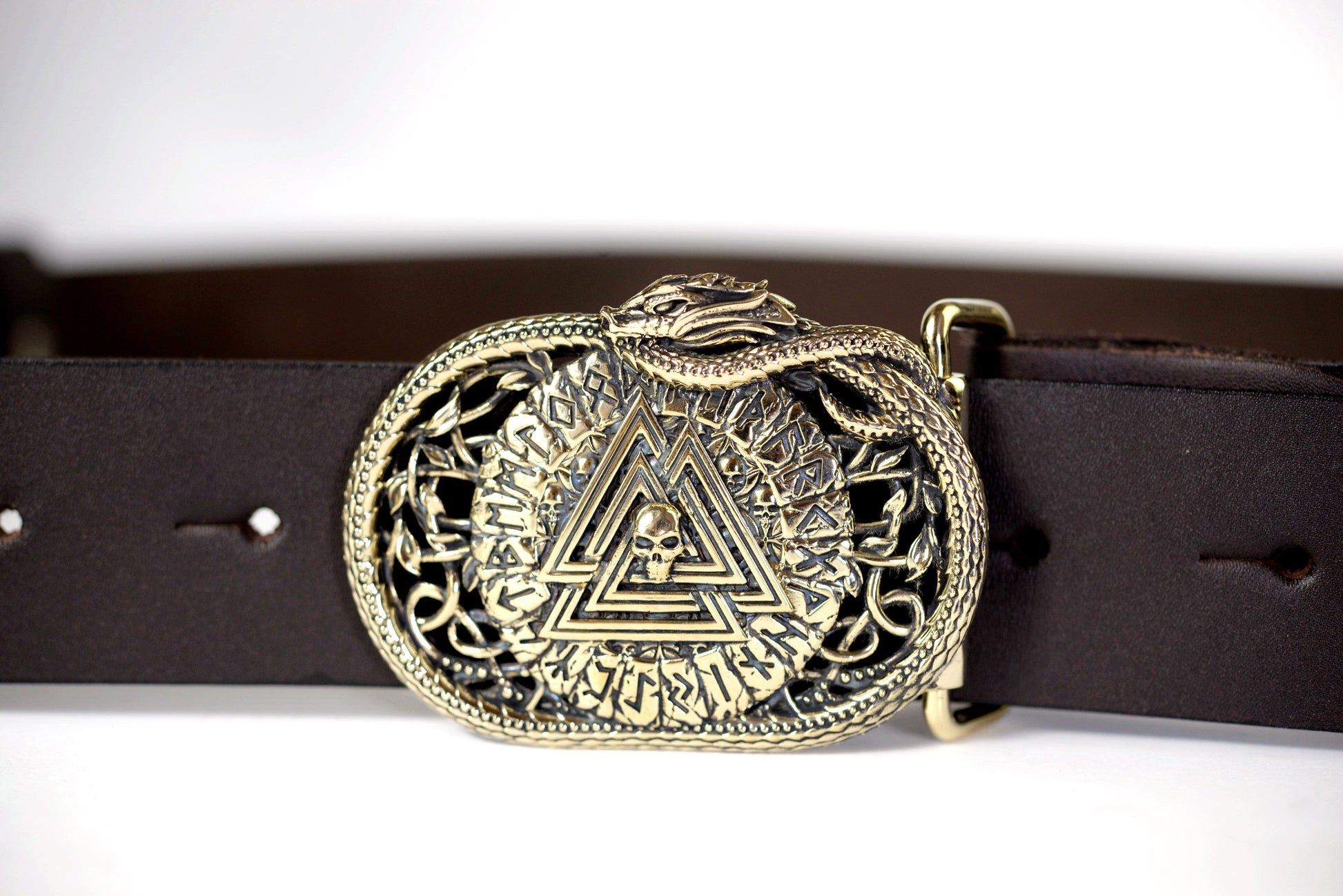 vkngjewelry Belt Handmade Viking Valknut Brass Belt Buckle
