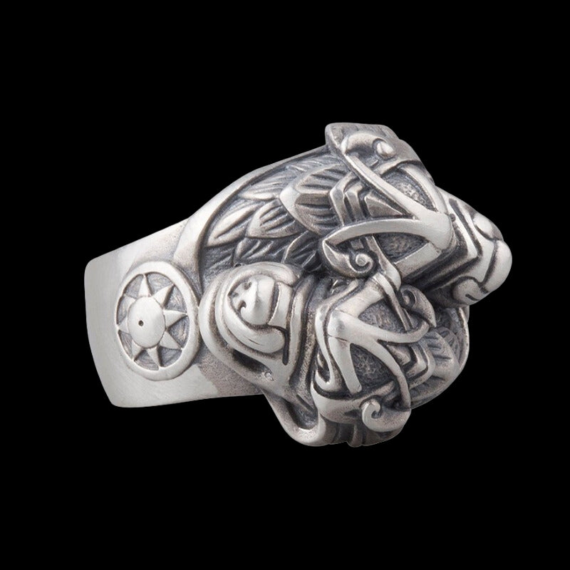 vkngjewelry Bagues Handcrafted Wolf Viking Silver Ring Hati and Skoll