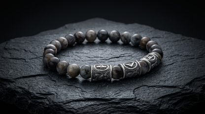 vkngjewelry Bracelet Hawk’s Eye Gemstone Bracelet with Three Sterling Silver Beads