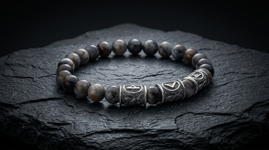vkngjewelry Bracelet Hawk’s Eye Gemstone Bracelet with Three Sterling Silver Beads