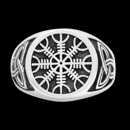 vkngjewelry Bagues HELM OF AWE AEGISHJALMR CELTIC TRIQUETRA KNOT RING 925 STERLING SILVER